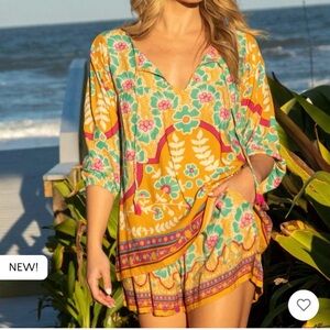 Natural Life Maribel All Over Print Boho Floral Set Sz L Beachy floral